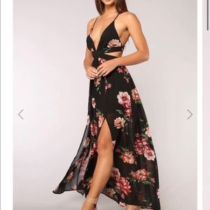Fashion Nova black floral maxi dress